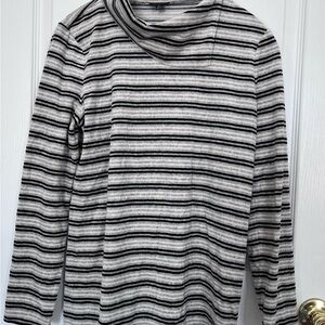 Talbots Black & White Striped Cowl Neck Top